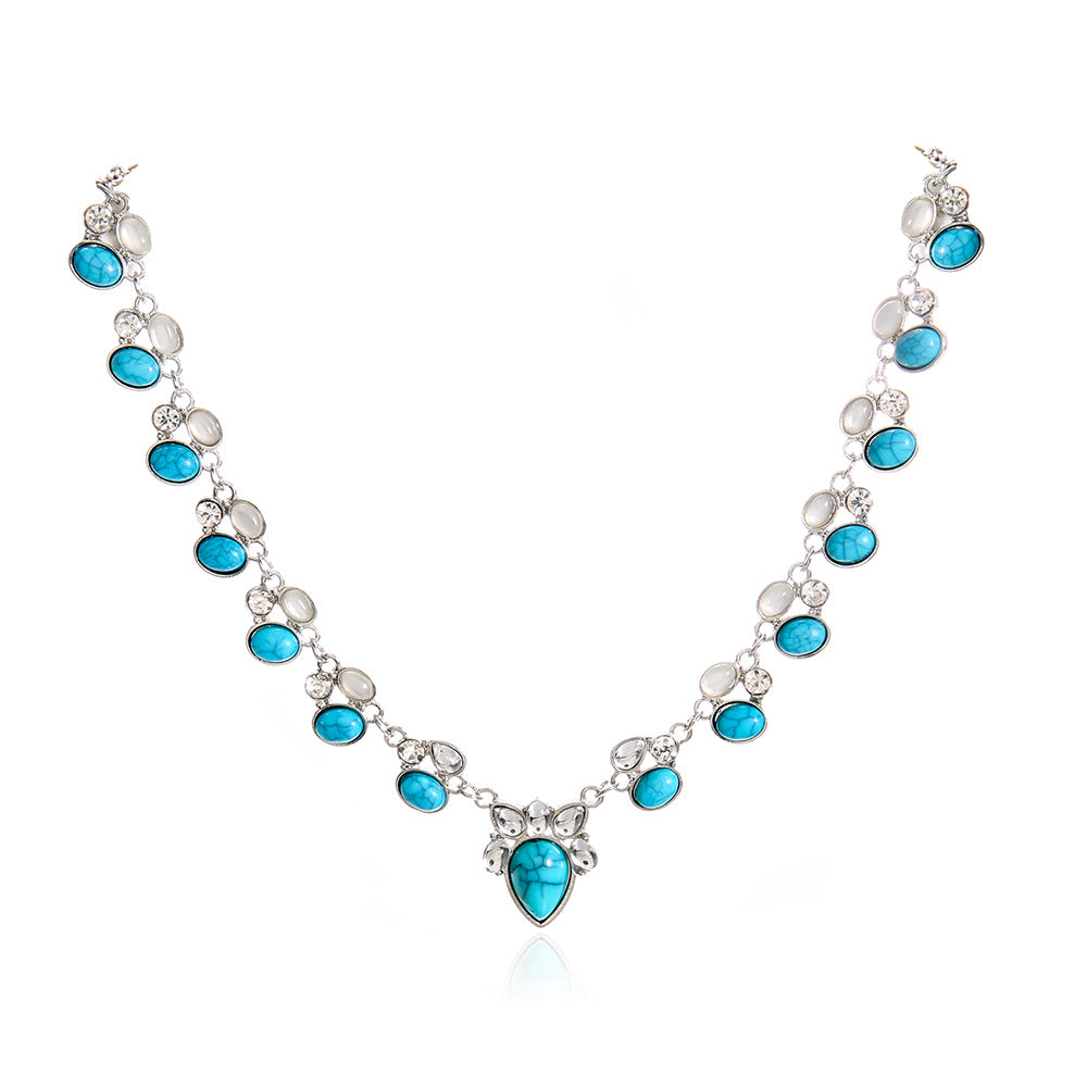 Wholesale Bohemian Flower Necklace with White Turquoise